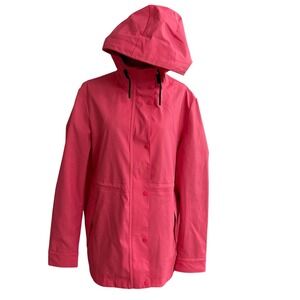 Hunter Women's Waterproof Rain Jacket Coral Pink Hooded zipper Front NWT Sz m